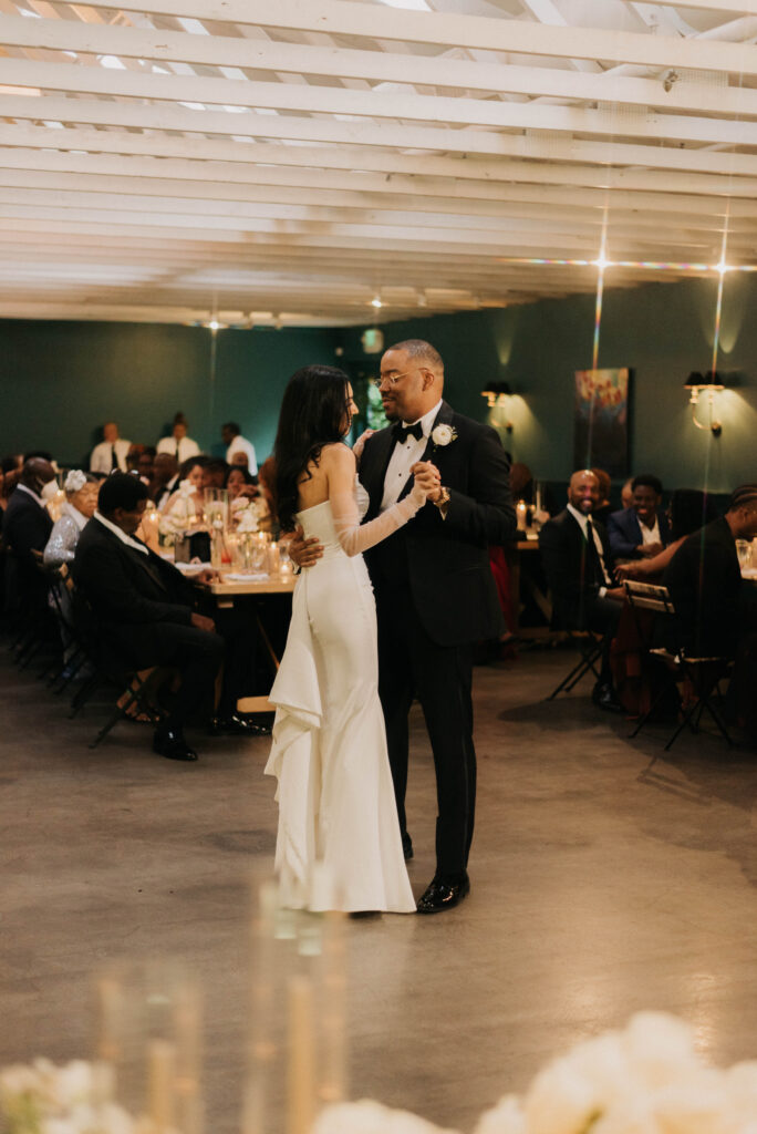 Newlyweds dancing at their wedding after short-term wedding planning
